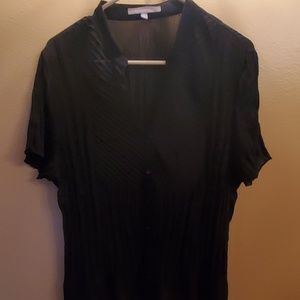 Pleated black dress shirt